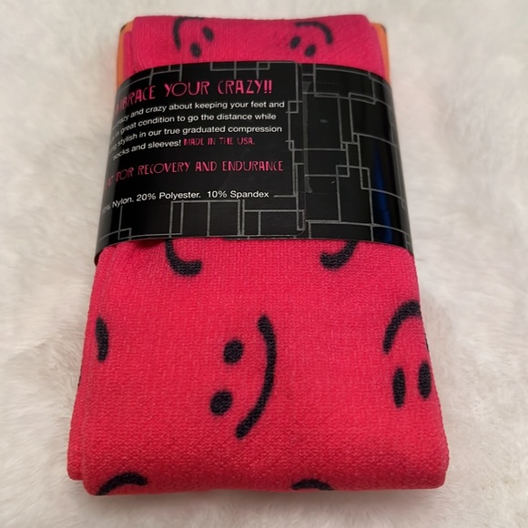 Crazy compression socks - orange / pink ombré with smiley faces - Picture 2 of 2